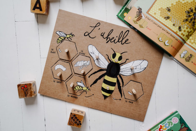 L’abeille, un jeu de forme en carton